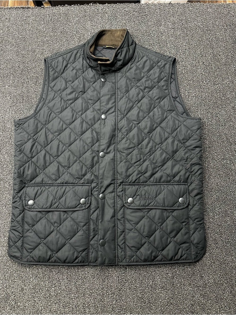 Barbour New Lowerdale Gilet Quilted Vest Mens L Black Collared Zip Snap Buttons